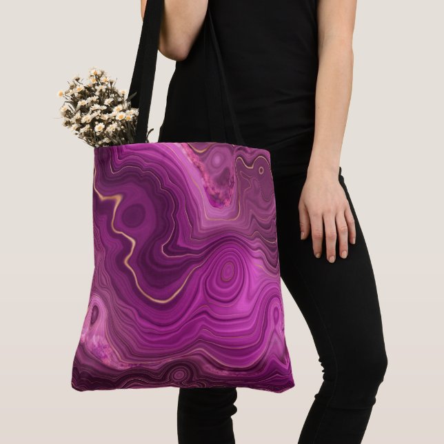  Royal Purple And Gold Agate Abstract Tote Bag (Close Up)