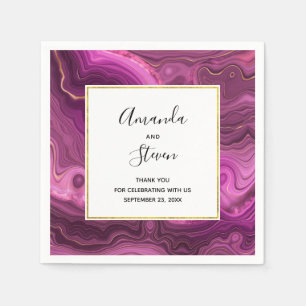 Royal Purple And Gold Agate Abstract Wedding Napkins