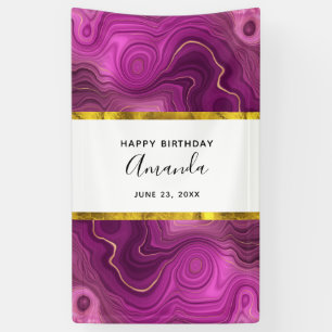 Royal Purple And Gold Agate with Faux Gold Foil Banner