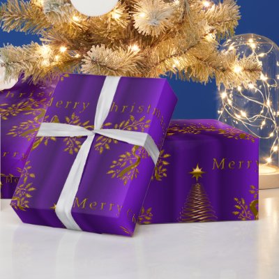 Royal Purple and Gold Christmas Wrapping Paper