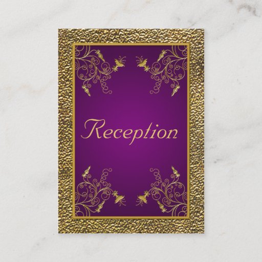 Customizable Royal Purple and Gold Floral Enclosure Card Business Card Templates