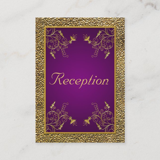 Royal Purple and Gold Floral Enclosure Card (Front)