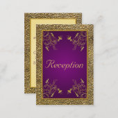 Royal Purple and Gold Floral Enclosure Card (Front/Back)