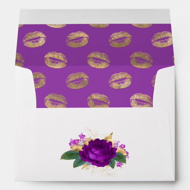 Royal Purple and Gold Floral Envelope (Back (Bottom))