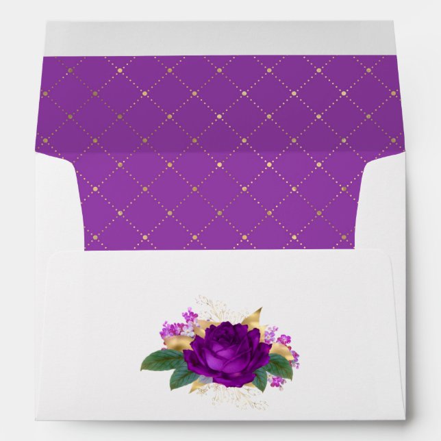 Royal Purple and Gold Floral Envelope (Back (Bottom))