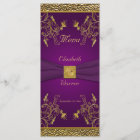 Royal Purple and Gold Floral Menu Card