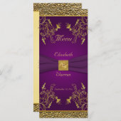 Royal Purple and Gold Floral Menu Card (Front/Back)