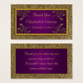 Royal Purple and Gold Floral Wedding Favor Tag (Front & Back)