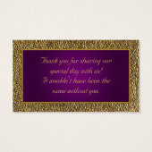 Royal Purple and Gold Floral Wedding Favor Tag (Back)