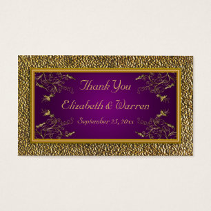 Royal Purple and Gold Floral Wedding Favor Tag
