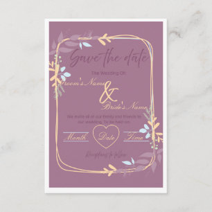 Royal Purple and Gold Floral Wedding Invitation