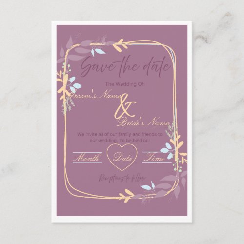 Royal Purple and Gold Floral Wedding Invitation