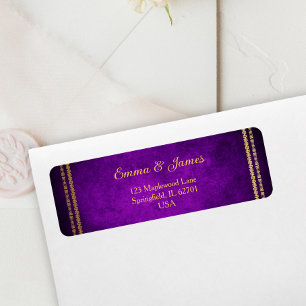 Royal Purple and Gold Frame Wedding Label