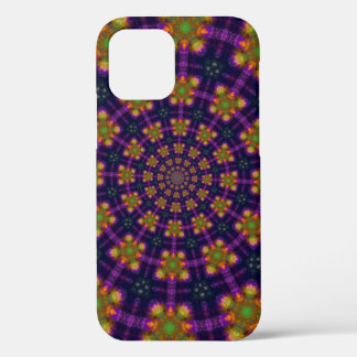 Royal Purple and Gold Kaleidoscope Pattern iPhone 12 Case