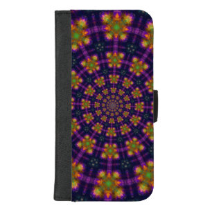Royal Purple and Gold Kaleidoscope Pattern iPhone 8/7 Plus Wallet Case