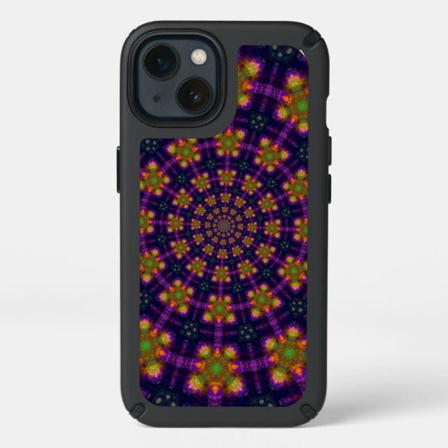 Royal Purple and Gold Kaleidoscope Pattern Speck iPhone 13 Case (Front)