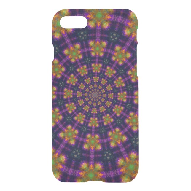 Royal Purple and Gold Kaleidoscope Pattern Uncommon iPhone Case (Back)