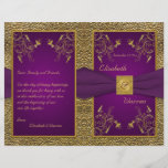 Royal Purple and Gold Medallion Wedding Program<br><div class="desc">This 8.5"x11" purple and gold floral wedding program matches the invitation and other items shown below. It is designed to be folded down the center. ****PLEASE NOTE that the higher grade paper is a card stock and does not fold well. All the text is customizable. Email me at niteowlstudio@gmail.com if...</div>