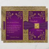 Royal Purple and Gold Medallion Wedding Program (Front/Back)