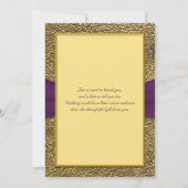 Royal Purple and Gold Monogram Thank You Card (Back)