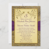 Royal Purple and Gold Monogram Wedding Invitation (Back)