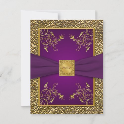 Royal Purple and Gold RSVP Card
