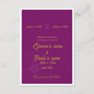 : Royal Purple and Gold Wedding Invitation