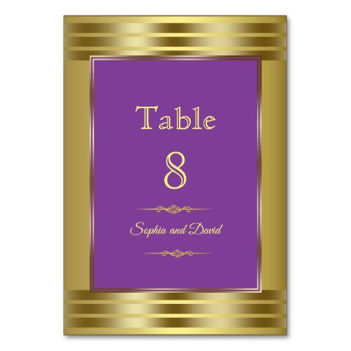 Royal Purple and Gold Wedding Table Number