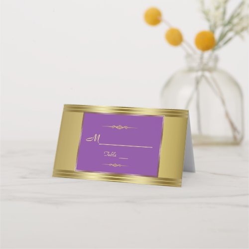 Royal Purple and Gold Wedding Table Number Place Card