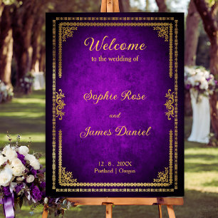 Royal Purple and Gold Wedding Welcome Sign
