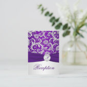 Royal Purple and Silver Damask Enclosure Card (Standing Front)