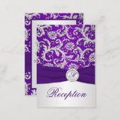 Royal Purple and Silver Damask Enclosure Card (Front/Back)