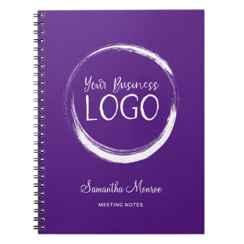 Royal Purple and White Business Logo Meeting Notebook