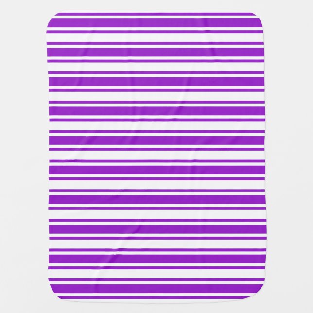 Royal purple and white candy stripes baby blanket (Front)