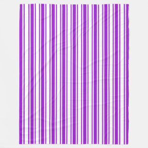 Royal purple and white candy stripes fleece blanket