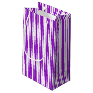 Royal purple and white candy stripes small gift bag