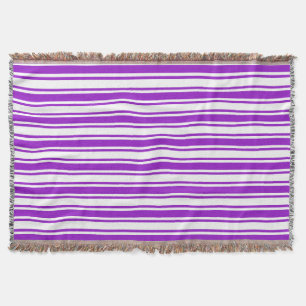 Royal purple and white candy stripes throw blanket