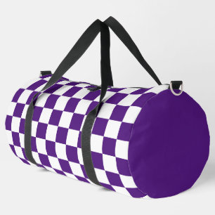 Royal Purple and White Checkered pattern Duffle Bag