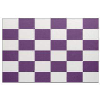 Royal Purple and White Checkered Rectangles Fabric