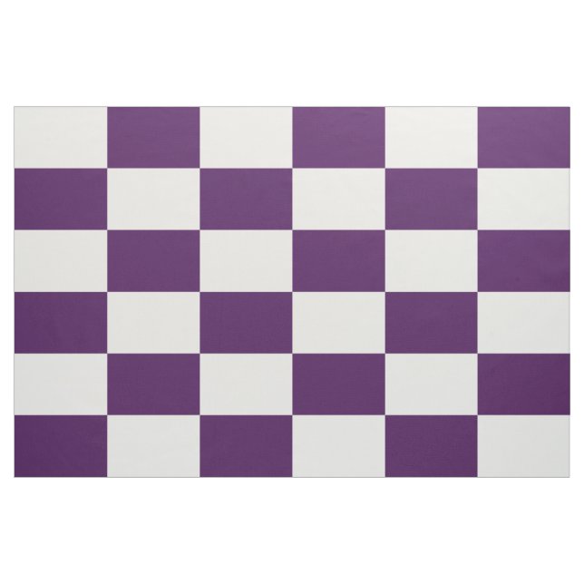 Royal Purple and White Checkered Rectangles Fabric (Yard)