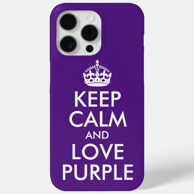 Royal Purple and White Keep Calm and Love Purple Case-Mate iPhone Case (Back)