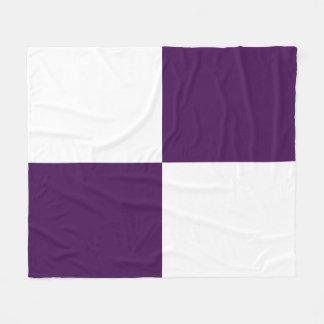 Royal Purple and White Rectangles Fleece Blanket