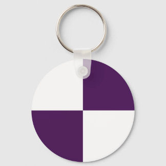 Royal Purple and White Rectangles Keychain