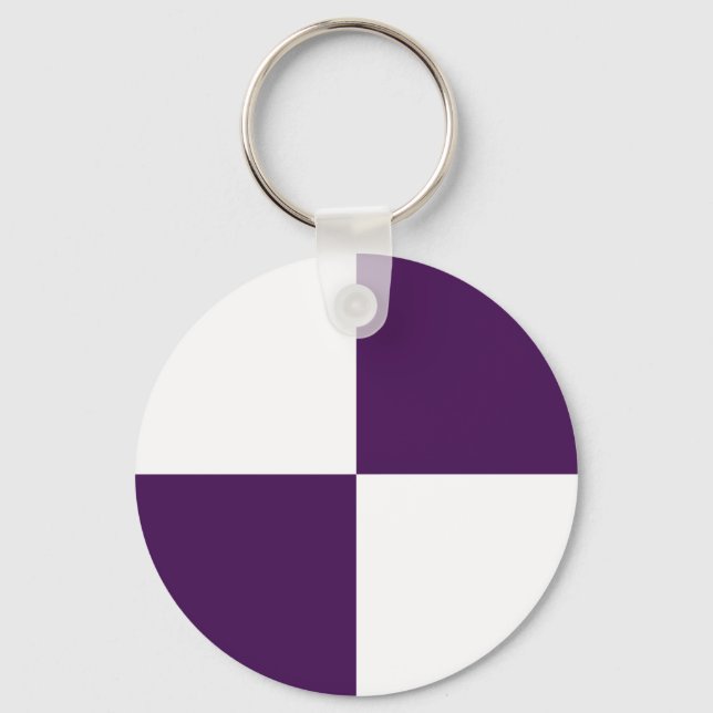 Royal Purple and White Rectangles Keychain (Front)