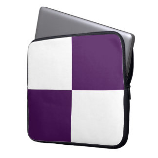 Royal Purple and White Rectangles Laptop Sleeve
