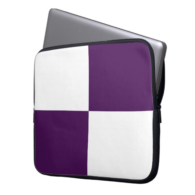Royal Purple and White Rectangles Laptop Sleeve (Front Left)