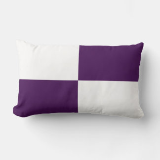 Royal Purple and White Rectangles Lumbar Pillow