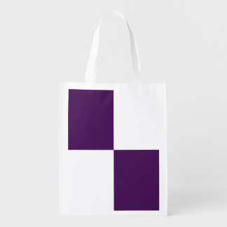 Royal Purple and White Rectangles Reusable Grocery Bag