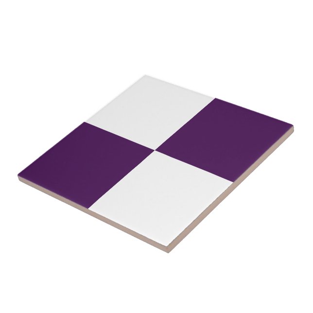 Royal Purple and White Rectangles Tile (Side)