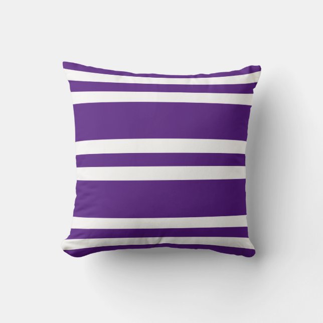Royal Purple and White Stripe Throw Pillow (Front)